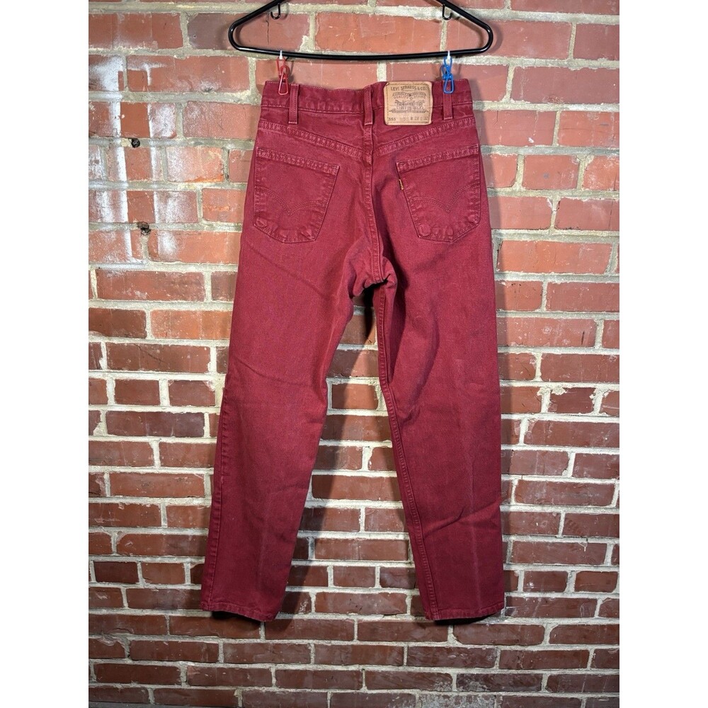 Vintage 90s Levis 555 Red Jeans Relaxed Fit Straight Leg Orange Tag Size W28 L32
